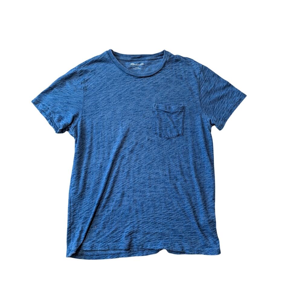 Madewell Men's Indigo Slub Cotton Crewneck Short Sleeve Pocket T-Shirt Size L